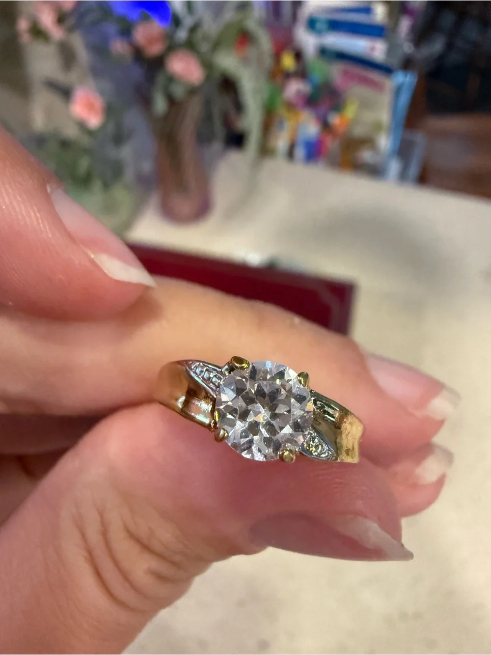 Vintage 14k Gold HGE Engagement Ring with band